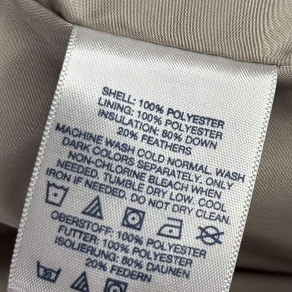 Lands' End Vest Womens Large Tall Floral Puffer Down Beige Blue Zip Pockets - Picture 12 of 13